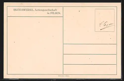 Künstler-AK Pilsen, Innenansicht der Skodawerke