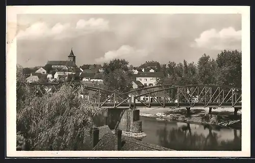 AK Horazdovice na Otave, Ortsansicht mit Brücke