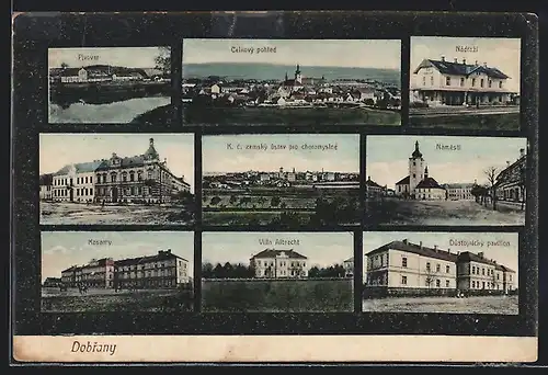 AK Dobrany, Villa Albrecht, Namesti, Nadrazi