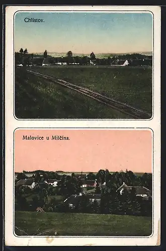 AK Milowitz / Milovice, Panorama, Gesamtansicht von Chlistov