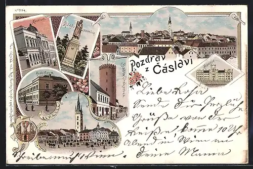 Lithographie Tschaslau / Caslav, Zivkuv pomnik, Kasárna, Rudolfinum