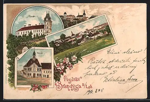 Lithographie Brandys nad Labem, Radnice, Zamek
