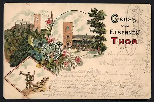 Lithographie Baden, Restaurant am eisernen Thor von Julius M.