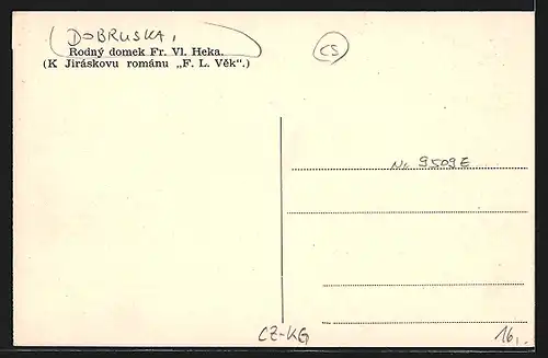 AK Dobruska, Rodny domek Fr. Vl. Heka