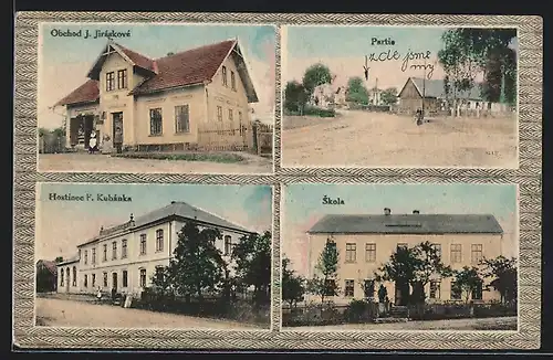 AK Kneznice, Obchod J. Jiráskové, Skola, Hostinec F. Kubánka