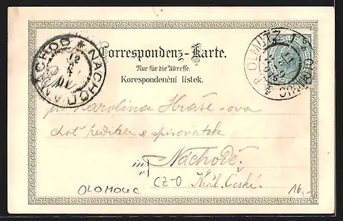 Lithographie Olomouc, Nemecka c. k. starni realka, Radnice Socha Sv. Trojice