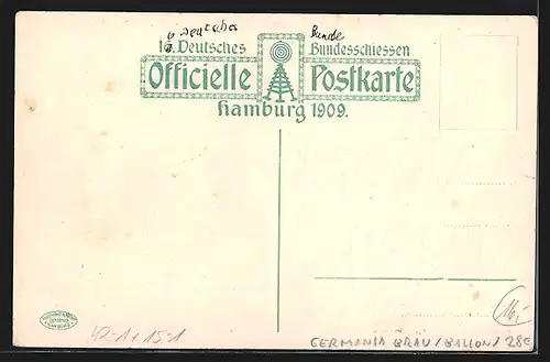 AK Hamburg, 16. Deutsches Bundesschiessen 1900, Schützenfest, Ballon Germania-Bräu, Restaurant Rotenburg