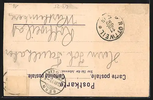 Lithographie Bern, Dr. C. Munzinger, Festhalle d. Fete Feder. de Chant 1899