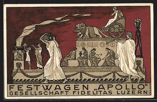 AK Luzern, Sängerfest 1922, Festwagen Apollo Gesellschaft Fidelitas Luzern