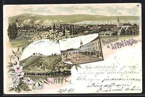 Lithographie Lipnik, Hrad Helfstyn, Namesti