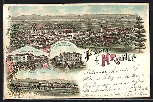 Lithographie Hranice, C. k. kasarna zemske obrany, C. k. vojenska vyssi realka