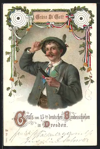 Lithographie München, Jäger auf dem Oktoberfest