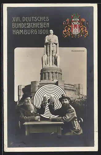 AK Hamburg, XVI. deutsches Bundesschiessen 1909, Bismarckdenkmal
