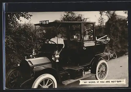 AK Auto BSA (1908 /09), Chauffeur fährt junges Paar
