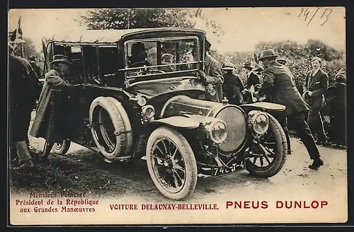 AK Auto Delaunay-Belleville (191 ), Monsieur Poincare, President de la Republique aux Grandes Manceuvres