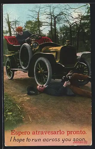 AK Auto Argyll 1905, Autofahrer überfährt einen Spaziergänger