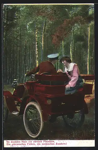 AK Auto Vivinus, Paar im KFZ kommt sich näher