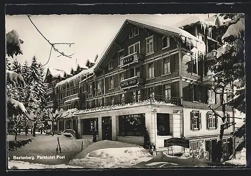 AK Beatenberg, Parkhotel Post im Winter