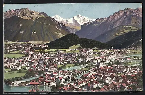 AK Interlaken, Panoramablick aus der Vogelschau