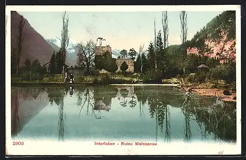 AK Interlaken, Partie an der Ruine Weissenau