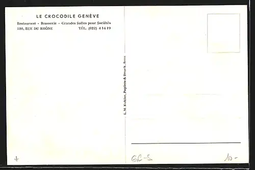 AK Geneve, Le Crocodile, Restaurant, Teilansicht mit Promenade