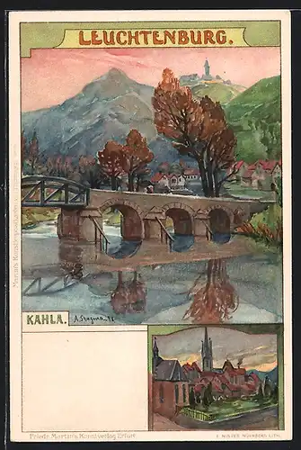 Künstler-AK Albert Stagura: Kahla, Leuchtenburg