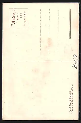 Künstler-AK Terzi: Corpi Armati Pontifici, Gendarme in grande uniforme, Soldat mit Bärenfellmütze in Stiefeln