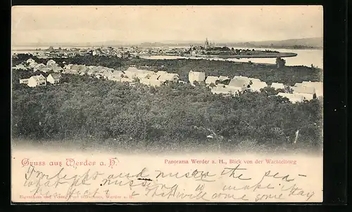 AK Werder a. H., Panorama von der Wachtelburg aus gesehen