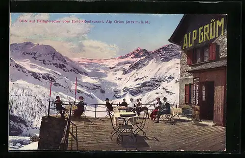 AK Alp Grüm, Blick auf Palügletscher vom Hotel-Restaurant