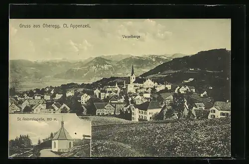 AK Oberegg / Appenzell, St. Antonskapelle, Gesamtansicht mit dem Vorarlberge