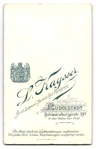 Fotografie L. Kaysser, Rudolstadt, Schwarzburgerstr. 39 a, Junge Dame mit Hochsteckfrisur