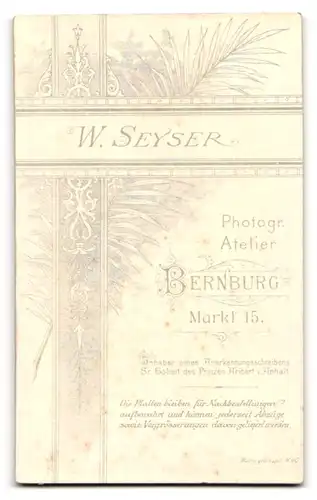 Fotografie W. Seyser, Bernburg, Markt 15, Drei Jungen in hübscher Kleidung