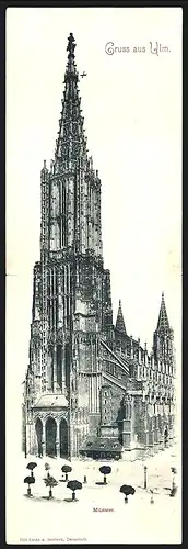 Klapp-AK Ulm / Donau, Frontalansicht des Münsters