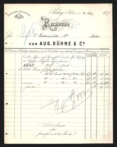Rechnung Freiburg i. Baden 1887, Firma Aug. Bühne & Co., Firmenwappen