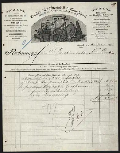 Rechnung Durlach 1888, Badische Maschinenfabrik & Eisengiesserei, Beispielhafte Maschinenteile