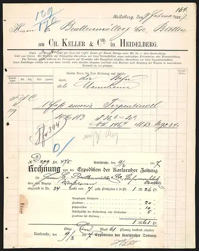 Rechnung Heidelberg 1887, Ch. Keller & Cie.