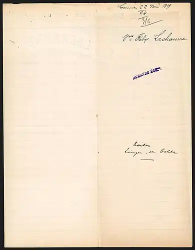 Rechnung Cannes 1919, Veuve Félix Lachaume, Spécialité de Toiles de Voiron, Lingerie Fine, Art Nouveau Frauendarstellung