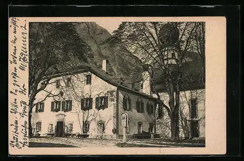 AK St. Bartholomä am Königssee, Forsthaus und Kirche, Salet-Alpe