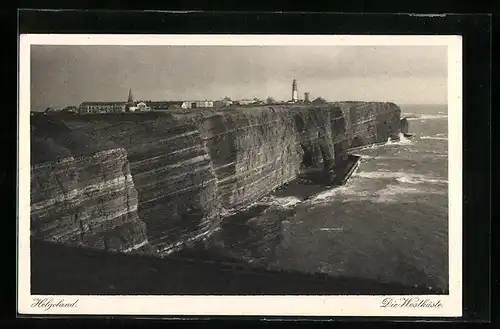 AK Helgoland, Panoramablick auf die Westküste