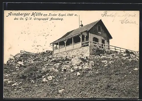 AK Annaberger Hütte, Berghütte am Tiroler Kogel des Oe. G.-V. Ortsgruppe Annaberg