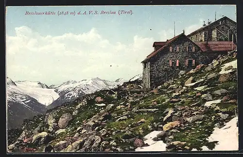 AK Breslauerhütte, Berghütte mit Panorama