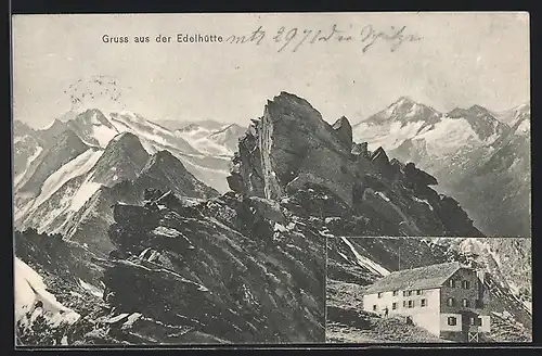 AK Edelhütte, Gipfelmotiv und Schutzhaus