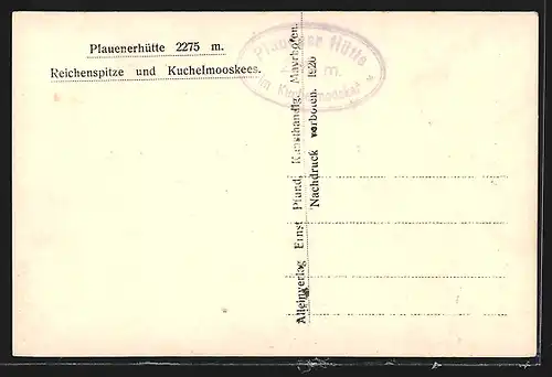 AK Plauenerhütte, Berghütte mit Reichenspitze und Kuchelmooskees