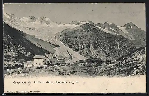 AK Berliner Hütte, Berghütte mit Panorama