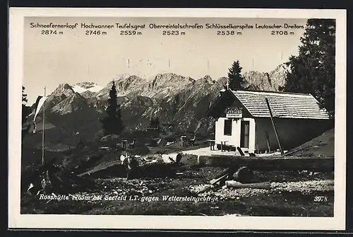 AK Rosshütte, Berghütte gegen Wettersteingebirge
