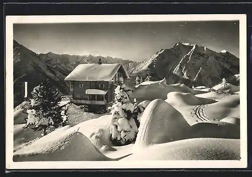 AK Gschösswandthütte, Berghütte im Zillertal im Winter