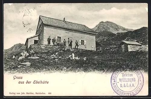 AK Edelhütte, Blick zur Berghütte