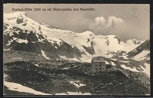 AK Rostock - Hütte, Blick auf die Hütte mit Simonyspitze und Mauertörl