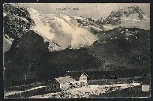 AK Dresdener Hütte am Berggipfel