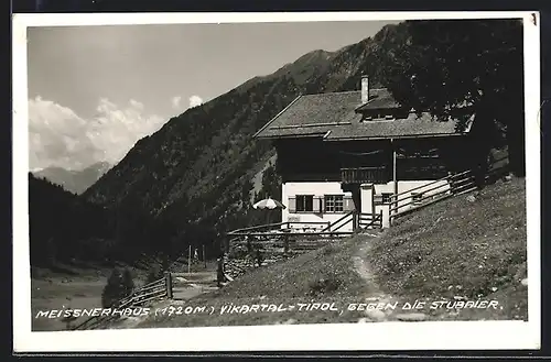 AK Meissnerhaus, Berghütte im Vikartal gegen die Stubaier